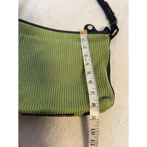 The Sak Original Boho Medium Green Crochet Knit Crossbody Bag Zip Adj. Strap - Picture 6 of 7